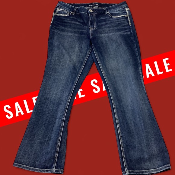 Maurices Denim - Maurices Women's Dark Wash Bootcut Jeans Embellished Pockets Size 14 Short